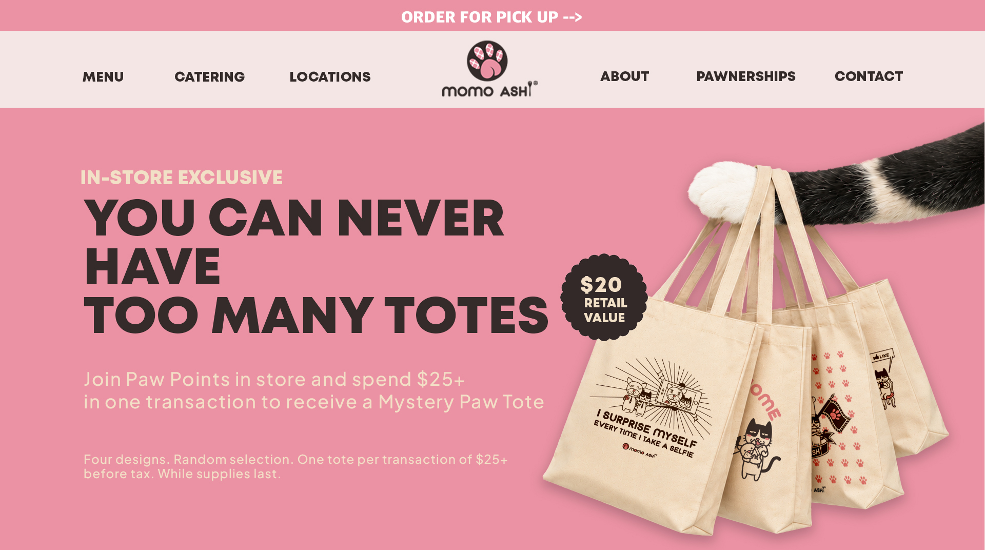 Momo Ashi Mystery Paw Tote in-store exclusive promotion